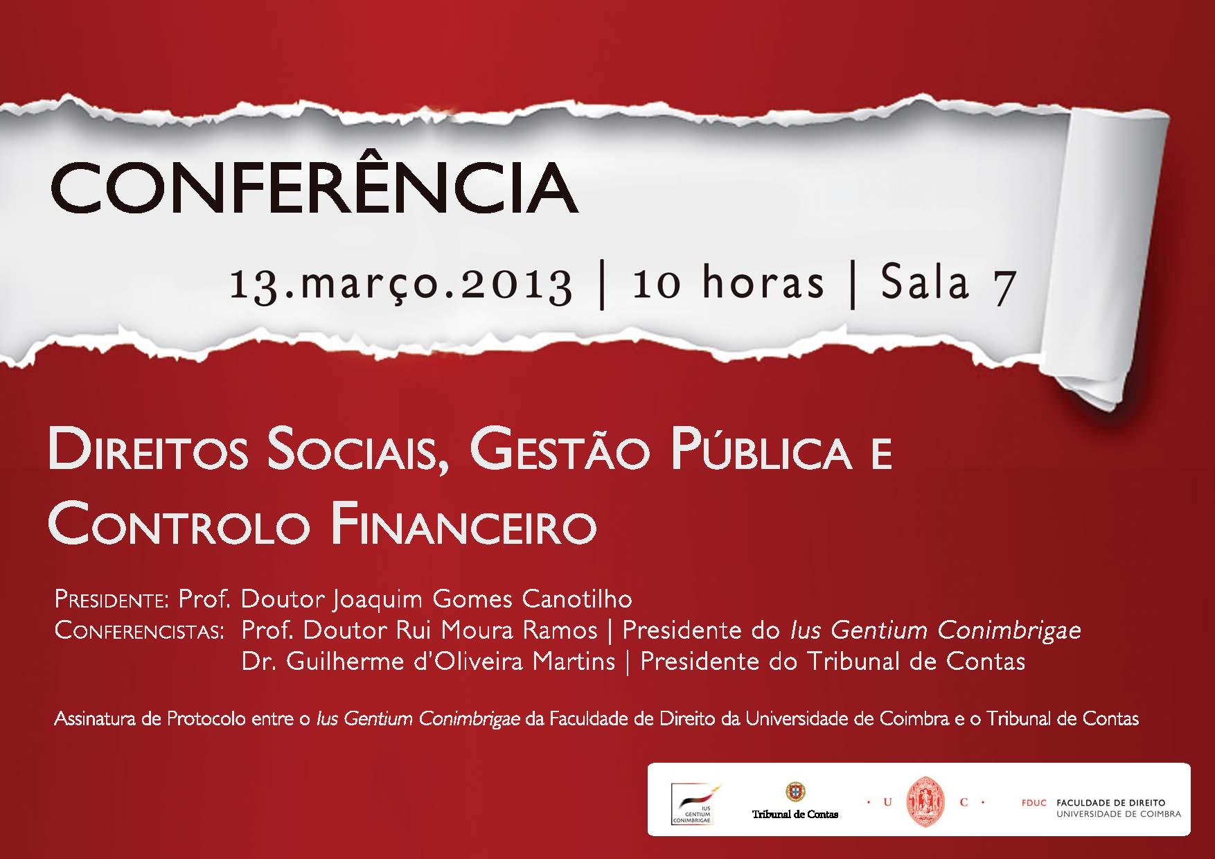 Conferência: Direitos Sociais, Gestão Pública e Controlo Financeiro