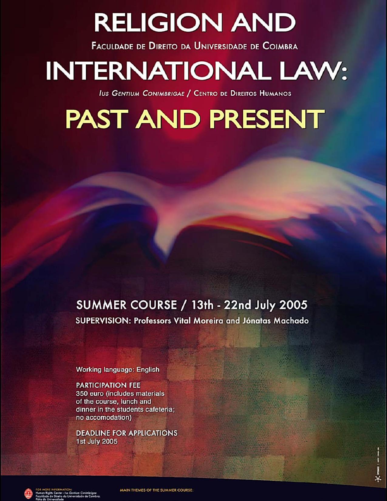  Curso de Verão Religion and International Law: Past and Present