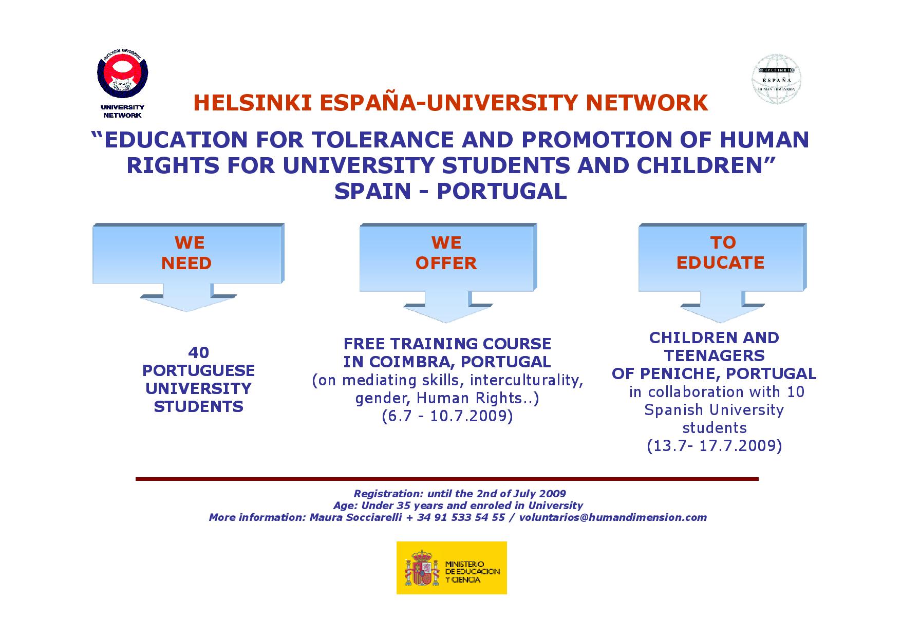 Curso de Verão Education for Tolerance and Promotion of Human Rights for University Students