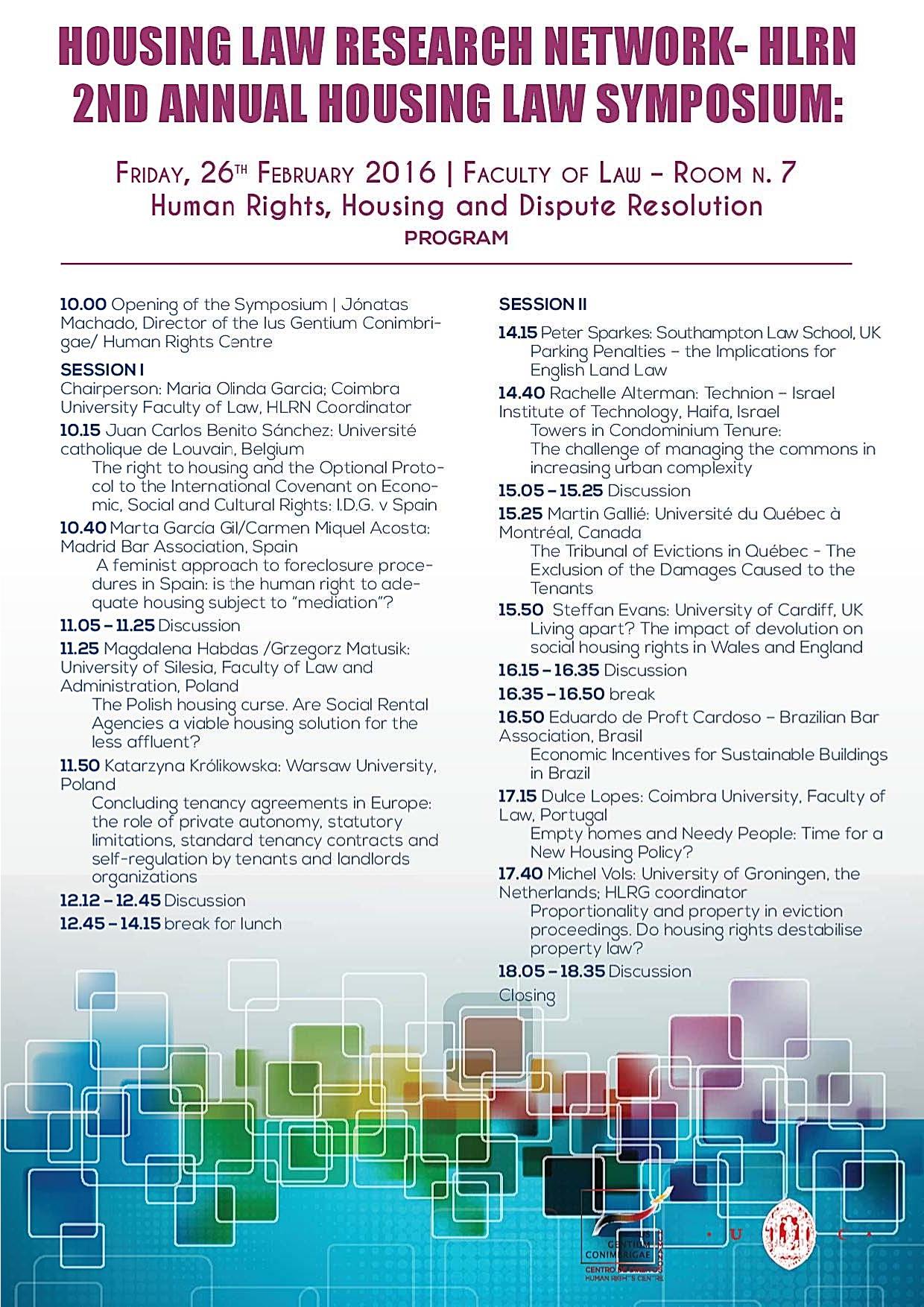 Housing Law Research Network, ENHR Coimbra Symposium