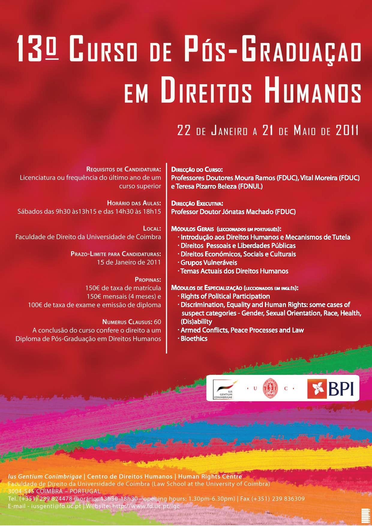 13º Curso de Pós-graduação em Direitos Humanos